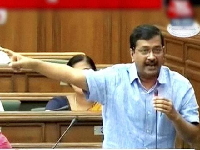 Delhi CM Arvind Kejriwal speaks in the Assembly in New Delhi on Friday. (PTI) Delhi CM Arvind Kejriwal speaks in the Assembly in New Delhi on Friday. (PTI)