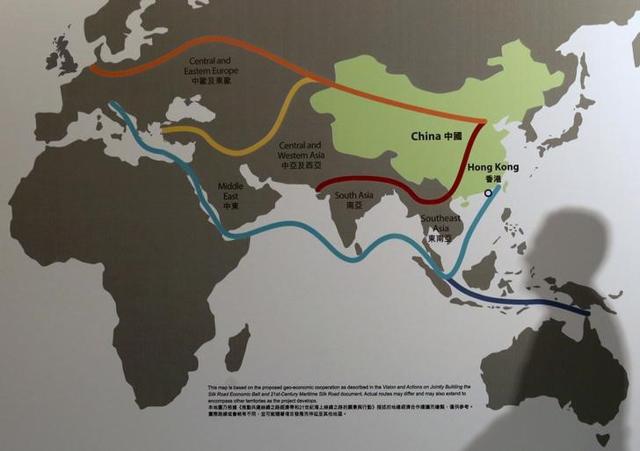 A map illustrating China's "One Belt, One Road" initiative at the Asian Financial Forum in Hong Kong, January 18, 2016. (Reuters / Bobby Yip) A map illustrating China's "One Belt, One Road" initiative at the Asian Financial Forum in Hong Kong, January 18, 2016. (Reuters / Bobby Yip)