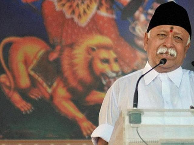 RSS chief Mohan Bhagwat, who earlier said nobody should be “forced” to say ‘Bharat mata ki jai,’ on Thursday said: “When we say Bharat mata ki jai, it is to strengthen this bonding of unity.” (PTI Photo) RSS chief Mohan Bhagwat, who earlier said nobody should be “forced” to say ‘Bharat mata ki jai,’ on Thursday said: “When we say Bharat mata ki jai, it is to strengthen this bonding of unity.” (PTI Photo)