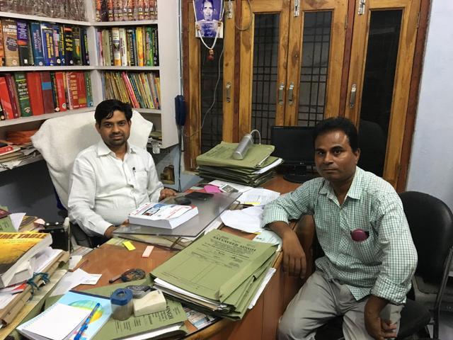 Satyaveer Singh (left) and Suresh Chaudhary (right) practice law in Allahabad High Court. They claim that there must be greater representation of Dalits in both the bar and the bench.&nbsp; (Prashant Jha/Hindustan Times)