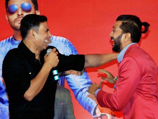 Akshay Kumar and Riteish Deshmukh during a press conference to celebrate the success of film Housefull 3 in Mumbai. (PTI) 
