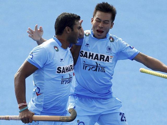 India's Raghunath Vokkaliga, left, celebrates during FIH Men's Champions Trophy hockey match. (AP Photo) India's Raghunath Vokkaliga, left, celebrates during FIH Men's Champions Trophy hockey match. (AP Photo)