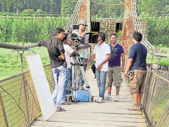 Shooting of a film underway in Dehradun. (HT Photo) Shooting of a film underway in Dehradun. (HT Photo)