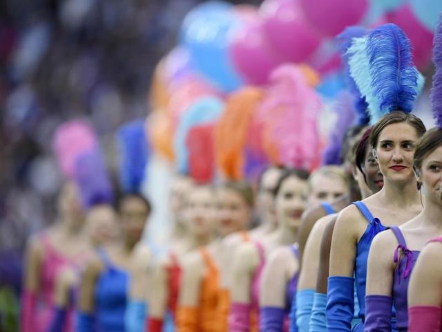 Dancer perform during the opening ceremony of the Euro 2016 group A football match between France and Romania at Stade de France, in Saint-Denis, north of Paris. (AFP)