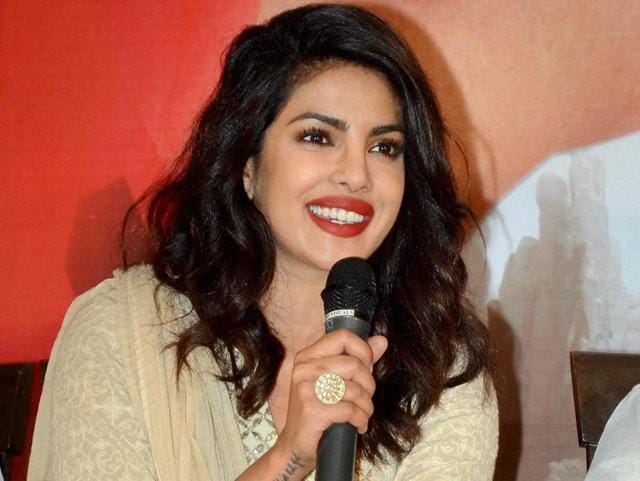 Priyanka Chopra addressing a press conference to promote her film Bam Bam Bol Raha Hai Kashi in Patna. (PTI) 