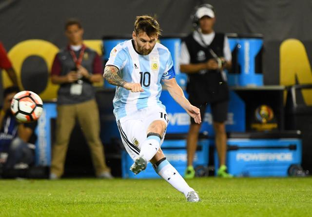 Messi picks up Argentina’s second with a left-footed shot. (Reuters) Messi picks up Argentina’s second with a left-footed shot. (Reuters)