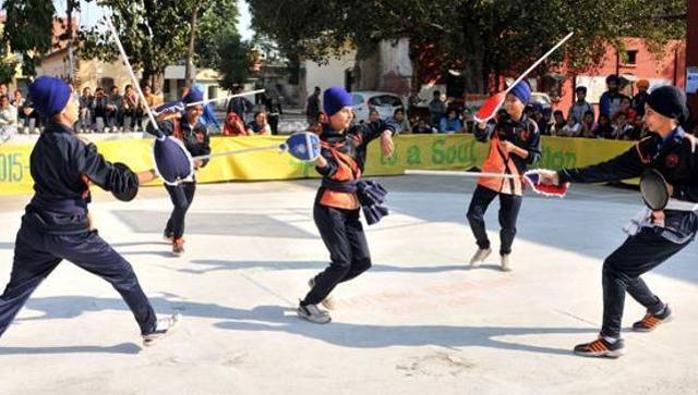 Young Sikh girls perform the ‘gatka’. (HT File Photo)