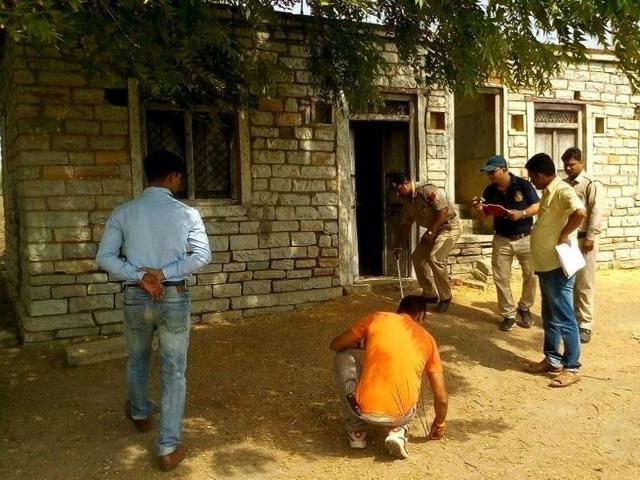 Officials investigating at the site of crime.(HT photo)