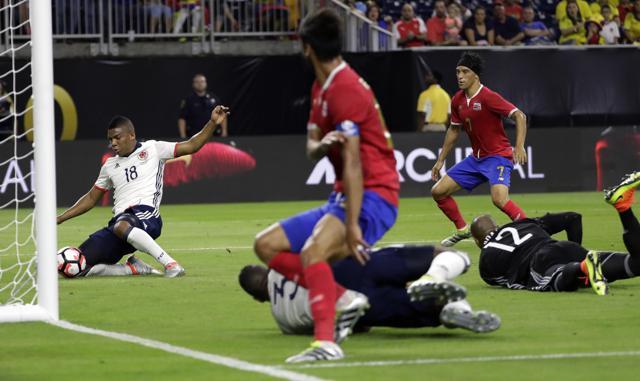 Frank Fabra (18) accidentally ran into the ball and put it into his own net. (AP) Frank Fabra (18) accidentally ran into the ball and put it into his own net. (AP)