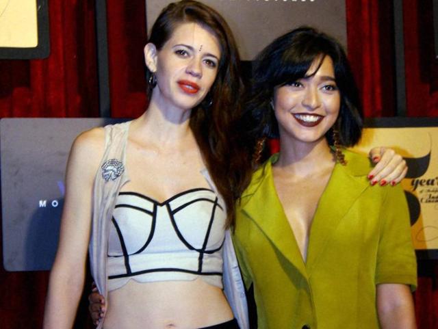 Kalki Koechlin and Sayani Gupta pose at a party in Mumbai. (PTI) 