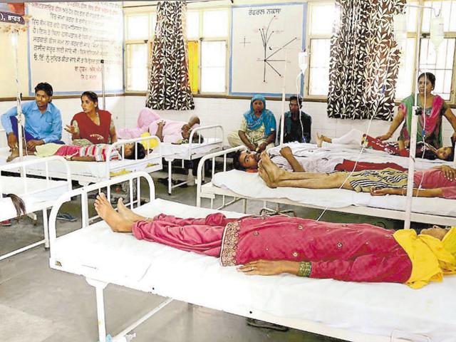 Three children were hospitalised as they fell sick after consuming a popular mango-flavour drink in Kalapathar area here, police said. (HT Photo) Three children were hospitalised as they fell sick after consuming a popular mango-flavour drink in Kalapathar area here, police said. (HT Photo)
