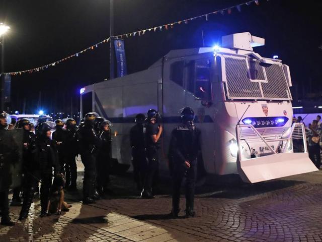 Water cannons were also called in. (AP) Water cannons were also called in. (AP)