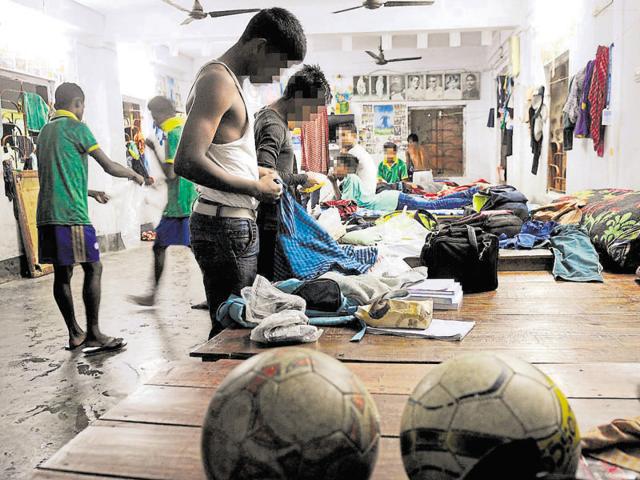 The players, children of sex workers in Kolkata’s Sonagachi, are hoping for a spot in the national under-15 league. (Ashok Nath Dey/ HT Photo) The players, children of sex workers in Kolkata’s Sonagachi, are hoping for a spot in the national under-15 league. (Ashok Nath Dey/ HT Photo)