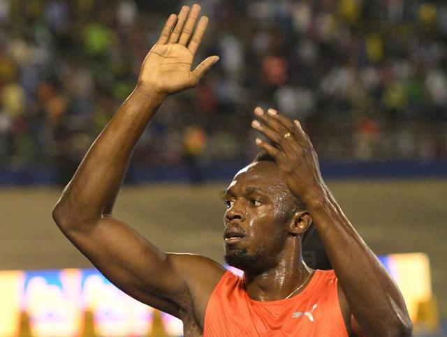 Bolt powers past Yohan Blake, left, and Asafa Powell, right, for the win. (REUTERS) Bolt powers past Yohan Blake, left, and Asafa Powell, right, for the win. (REUTERS)