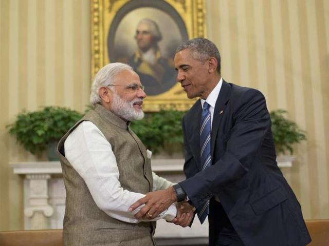 In this June 7, 2016, file photo, US President Barack Obama and Prime Minister India Narendra Modi shake hands before their meeting in the Oval Office of the White House in Washington. (AP Photo) In this June 7, 2016, file photo, US President Barack Obama and Prime Minister India Narendra Modi shake hands before their meeting in the Oval Office of the White House in Washington. (AP Photo)