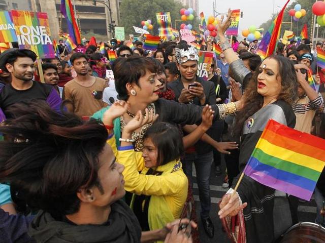 LGBT activists and supporters participate in the 8th Delhi queer pride march.(Raj k Raj/HT Photo) LGBT activists and supporters participate in the 8th Delhi queer pride march.(Raj k Raj/HT Photo)