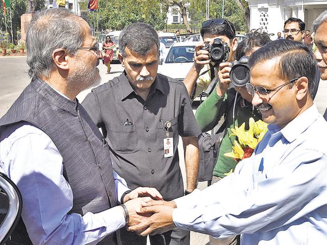 Najeeb Jung and Arvind Kejriwal have been at loggerheads with each other since the latter assumed office last year. (Sonu Mehta/HT Photo) Najeeb Jung and Arvind Kejriwal have been at loggerheads with each other since the latter assumed office last year. (Sonu Mehta/HT Photo)