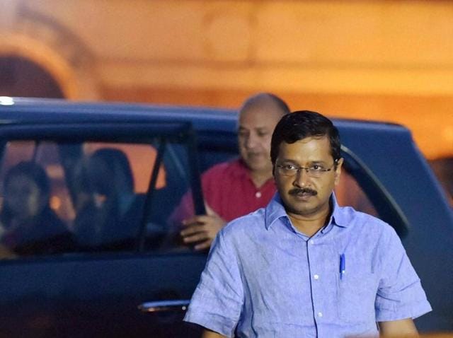 Delhi chief minister Arvind Kejriwal after meeting President Pranab Mukherjee at the forecourt of the Rashtrapati Bhavan in New Delhi. (PTI file photo) Delhi chief minister Arvind Kejriwal after meeting President Pranab Mukherjee at the forecourt of the Rashtrapati Bhavan in New Delhi. (PTI file photo)