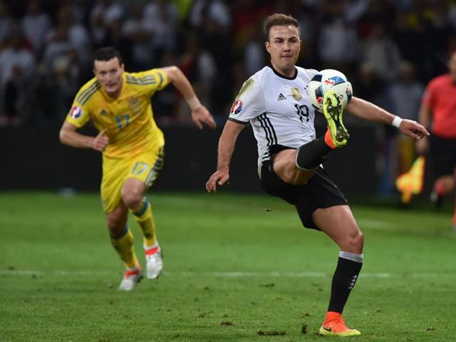 Germany's forward Mario Goetze controls the ball during the Euro 2016 group C football match between Germany and Ukraine. (AFP Photo) Germany's forward Mario Goetze controls the ball during the Euro 2016 group C football match between Germany and Ukraine. (AFP Photo)