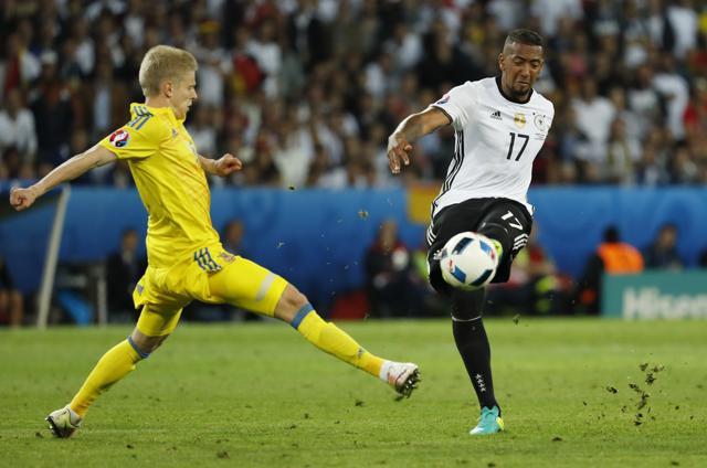 Germany's Jerome Boateng playing against Ukraine in the Euro 2016 Group C match. (Reuters Photo)