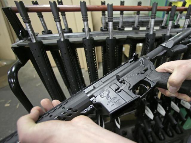 The AR-15 is the civilian version of the M-16 assault rifle and a reliable estimate suggests there are around 5 million of these weapons in the US, making it America’s most popular rifle. (AP Photo) The AR-15 is the civilian version of the M-16 assault rifle and a reliable estimate suggests there are around 5 million of these weapons in the US, making it America’s most popular rifle. (AP Photo)