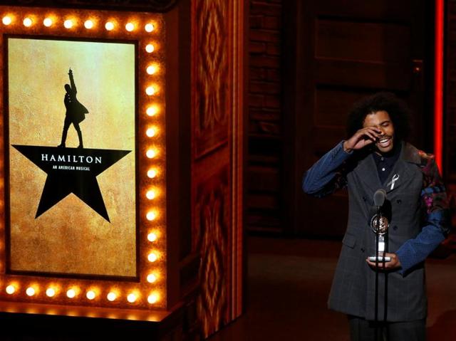Daveed Diggs of Hamilton accepts the award for Best Featured Actor in a Musical. (REUTERS) Daveed Diggs of Hamilton accepts the award for Best Featured Actor in a Musical. (REUTERS)