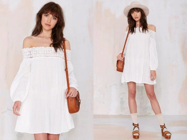 Off-the-shoulder little white dress: We love this dress, which combined a fitted corset bodice with delicate lace detailing for a true sartorial statement. (Pinterest) 