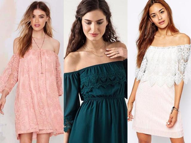 Lace off-the-shoulder dress: Nail your come-hither look in this modest yet flirty number. (Pinterest) 