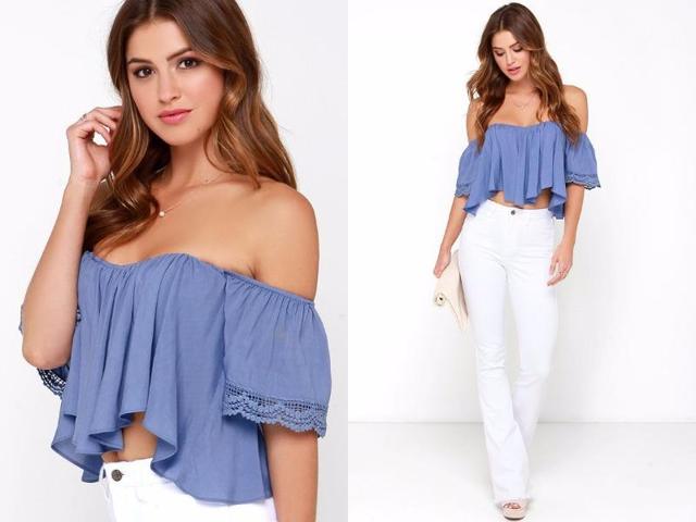 Periwinkle blue crop top: Simple yet impactful, this crop top is the ultimate in chic, understated style. (Pinterest) 