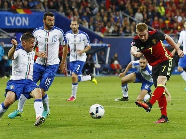 Belgium's Kevin De Bruyne shoots at goal. (Reuters Photo) Belgium's Kevin De Bruyne shoots at goal. (Reuters Photo)