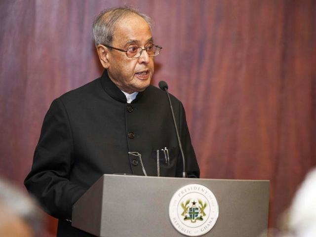 President Pranab Mukherjee speaks during a joint press briefing with the Ghanaian President at the Government House in Accra, on June 12, 2016.(AFP)