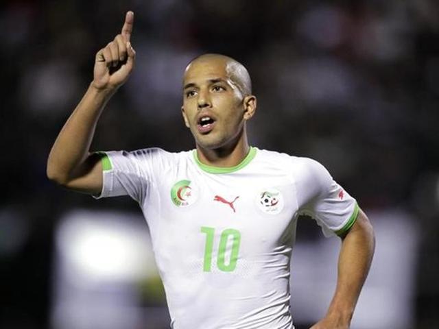 Algeria's Sofiane Feghouli celebrates after scoring a goal against Ethiopia at Tchaker Stadium in Blida.(Reuters File Photo)