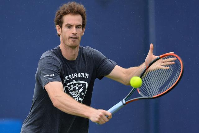Britain's Andy Murray plays a backhand during a practice session at the ATP tournament. (AFP Photo) Britain's Andy Murray plays a backhand during a practice session at the ATP tournament. (AFP Photo)