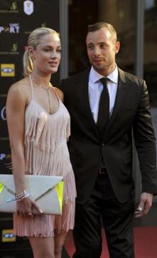 Pistorius and Steenkamp at an awards ceremony, about four months before her death. (AP Photo)
