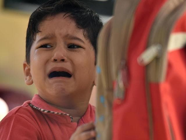 The thought of staying away from mommy dearest was too much to handle for this kid. (PRATHAM GOKHALE) 