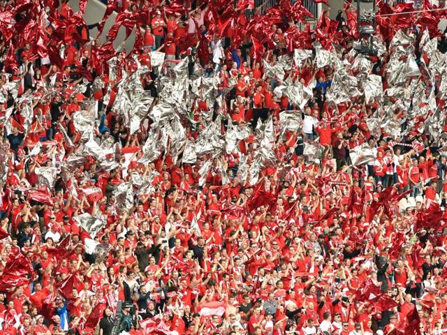Austria fans cheer for their team during the Euro 2016 group F football match between Hungary and Austria. (AFP Photo) Austria fans cheer for their team during the Euro 2016 group F football match between Hungary and Austria. (AFP Photo)
