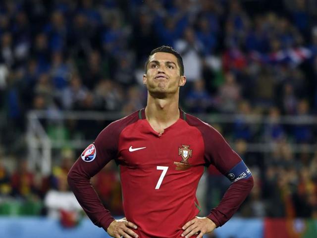 Cristiano Ronaldo bears a disappointed look at the end of the match. (AFP) Cristiano Ronaldo bears a disappointed look at the end of the match. (AFP)