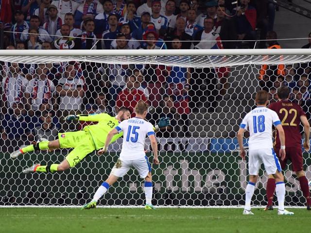 Slovakia goalkeeper Matus Kozacik (left) fails to stop an header from Russia's Denis Glushakov, Russia's first goal, during the Euro 2016 Group B football match between Russia and Slovakia at the Pierre Mauroy stadium in Villeneuve d’Ascq, near Lille. (AP Photo) Slovakia goalkeeper Matus Kozacik (left) fails to stop an header from Russia's Denis Glushakov, Russia's first goal, during the Euro 2016 Group B football match between Russia and Slovakia at the Pierre Mauroy stadium in Villeneuve d’Ascq, near Lille. (AP Photo)