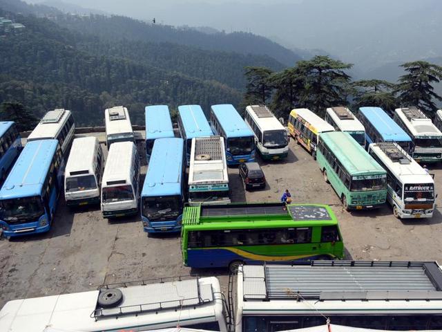 HRTC employees had went on a strike on Tuesday, keeping all the government buses off road. (Deepak Sansta/HT Photo)