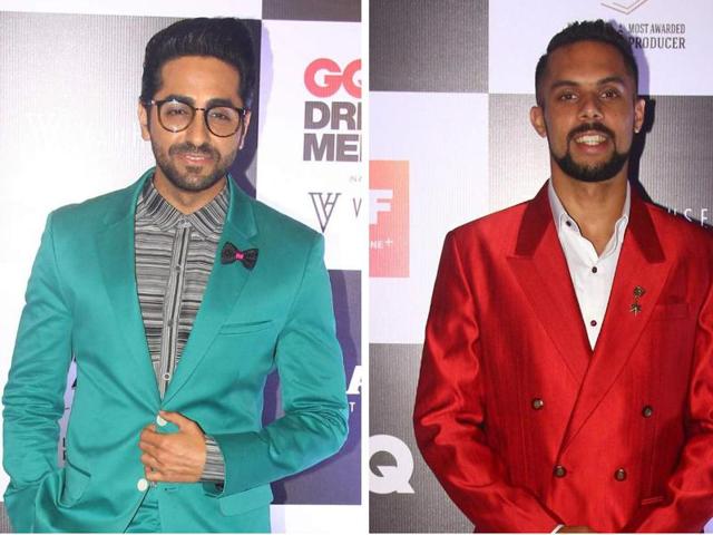 Ayushmann Khurrana and Robin Singh are among the many male celebrities who have pulled off the bright suit trend in style.(Photo: Yogen Shah/Viral Bhayani)