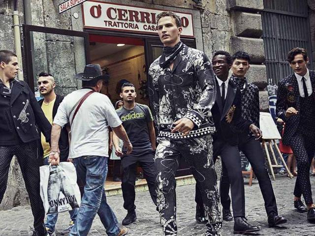 The brand called in photojournalist Franco Pagetti to shoot the campaign in the historical center of the bustling Italian city, with the starring model Bianca Balti mixing with the town’s residents as well as passers-by for a series of fascinating portraits. (Dolce & Gabbana) 