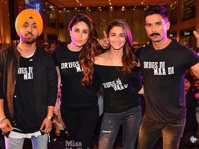 The film stars (from r) Shahid Kapoor, Alia Bhatt, Kareena Kapoor Khan and Diljit Dosanjh. The film stars (from r) Shahid Kapoor, Alia Bhatt, Kareena Kapoor Khan and Diljit Dosanjh.