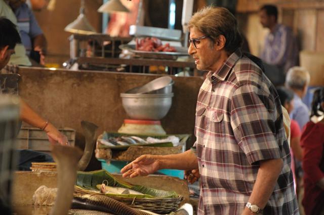 Actor Amitabh Bachchan in a still from his movie TE3N. Actor Amitabh Bachchan in a still from his movie TE3N.
