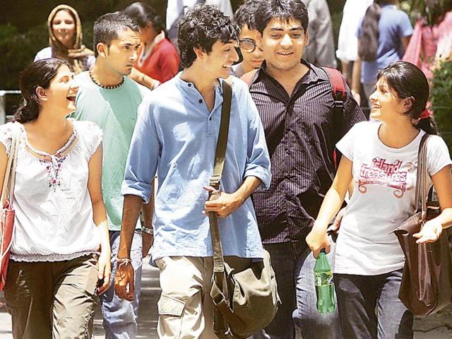 Delhi University officials have said that students seeking admission in Jesus and Mary College will have to fill a separate college admission form available at www.jmc.ac.in.(Sonu Mehta/HT Photo)