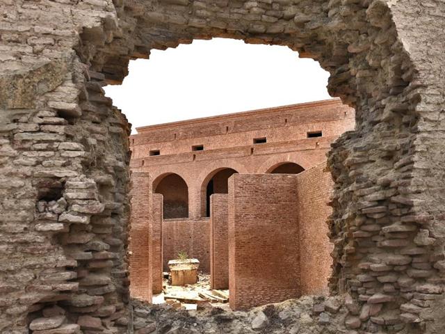 The Fort Gobindgarh under the process of being conserved in Amritsar as a preserved monument of historical importance. (Gurpreet Singh/HT Photo)