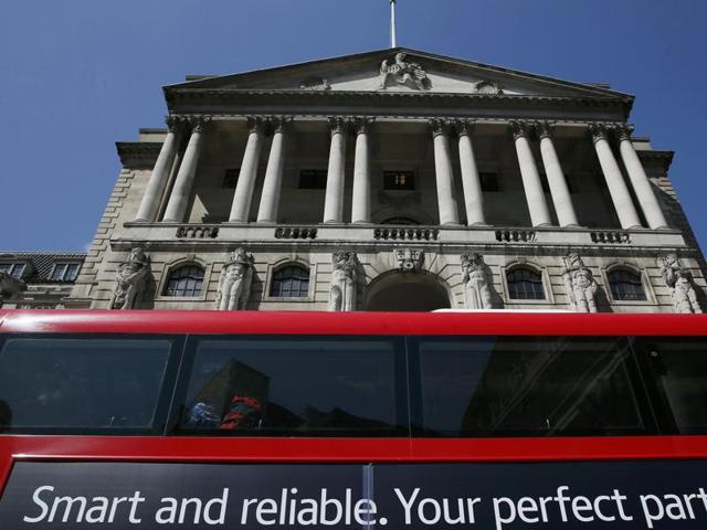 A bus in front of the Bank of England in London, Britain. (REUTERS) A bus in front of the Bank of England in London, Britain. (REUTERS)