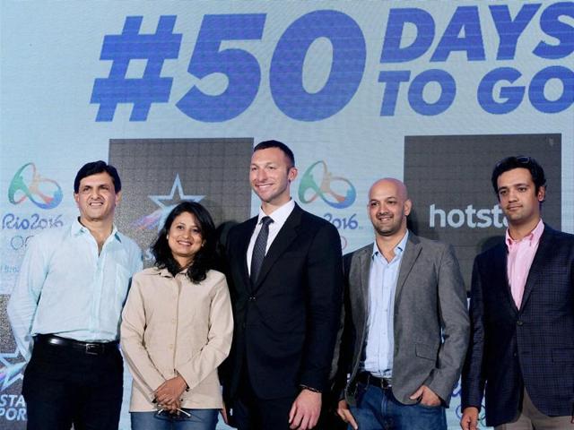 Ian Thorpe (centre) during a promotional event ahead of the Rio Olympics in Mumbai on Thursday.(PTI) Ian Thorpe (centre) during a promotional event ahead of the Rio Olympics in Mumbai on Thursday.(PTI)