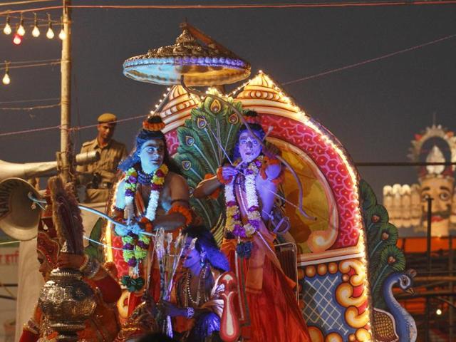 A scene from last year’s Ramlila in Old Delhi.(Gurinder Osan/Hindustan Times)