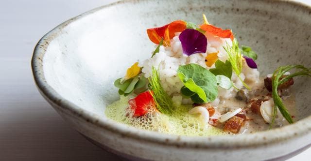 Brown Oyster Stew, Benne, and Charleston Ice Cream, by Sean Brock of Husk. (Eric Wolfinger)