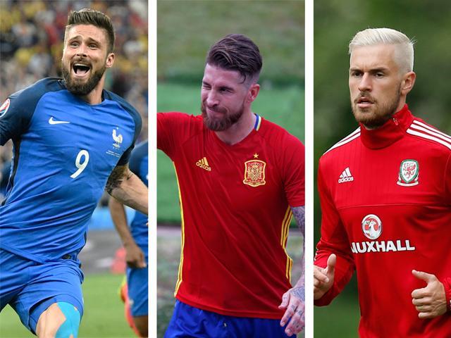 France’s Olivier Giroud, Spain’s Sergio Ramos and Wales’ Aaron Ramsey sport undercut. France’s Olivier Giroud, Spain’s Sergio Ramos and Wales’ Aaron Ramsey sport undercut.